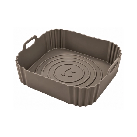 Wkład silikonowy do airfryer forma do frytkownicy beztłuszczowej 19x19x5,5 cm S38 czarny i szarobrązowy